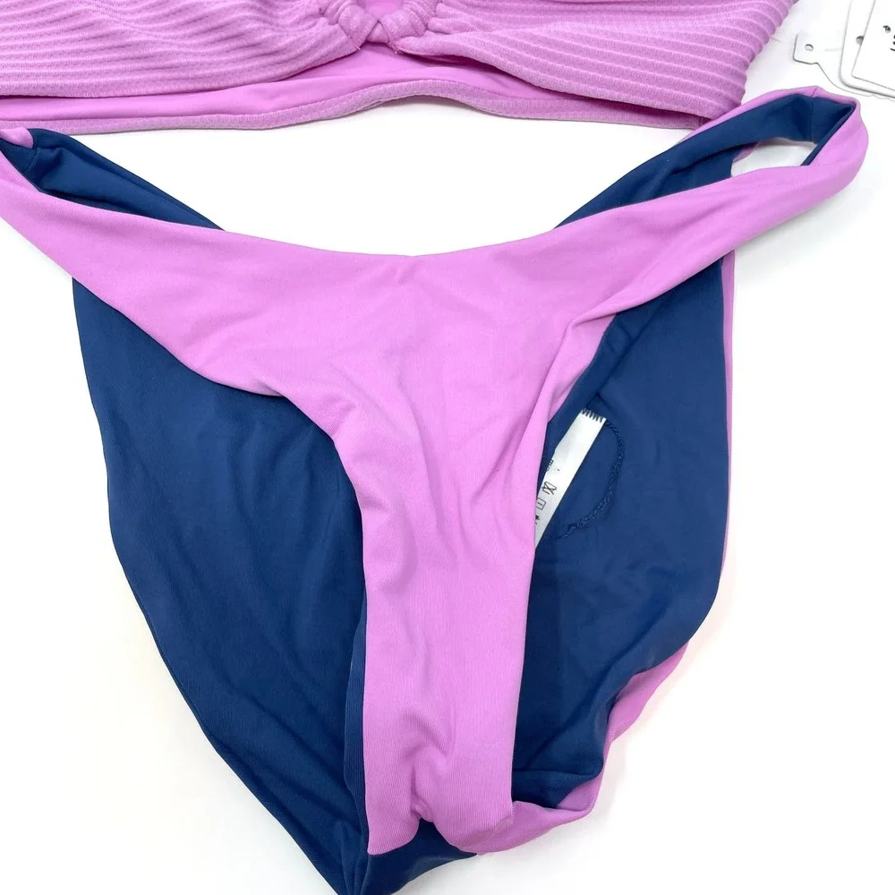 L*SPACE Rib Fisher Mercury Bikini Set In Indigo Rosebud Size Small New